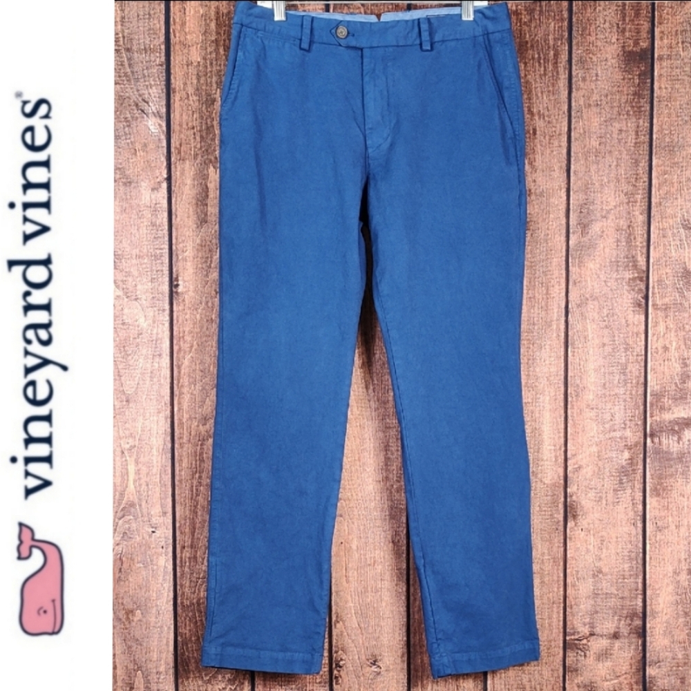 33x32 Vineyard Vines Mens Blue Wool Blend Stretch Chino Pants